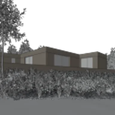 The preview image saved inside Garden_Villa.blend: a low house behind a planted garden